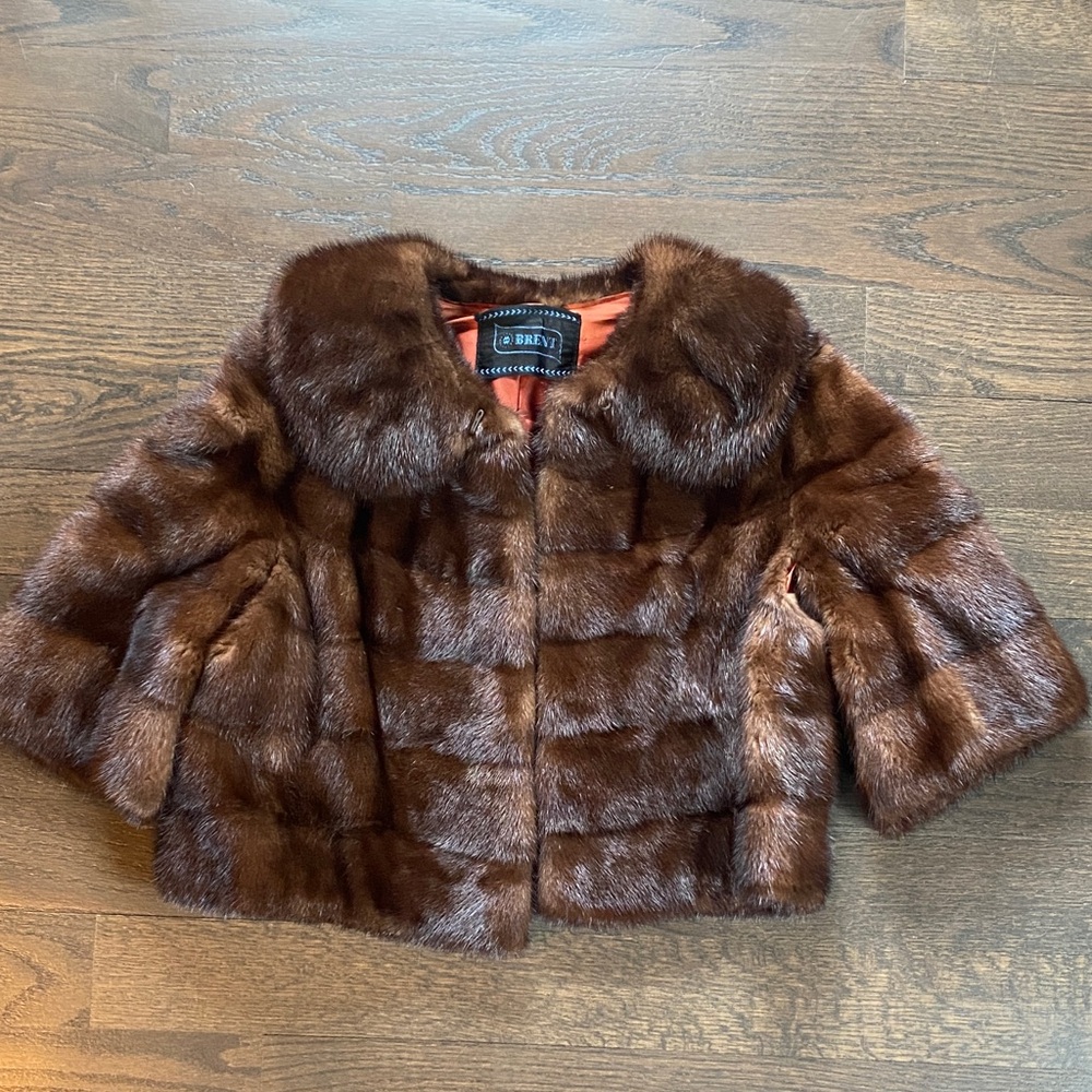 Brown natural fur short jacket